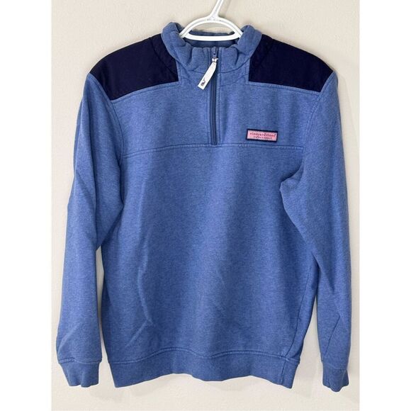 Vineyard Vines Men's 1/4 Zip Pullover Sweater Shep Sweatshirt Royal Blue Size S - Picture 2 of 7